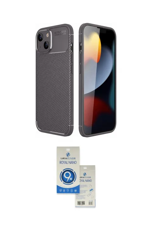 ieg™ iPhone 14 Kılıf Eksen Form Prime - Şeffaf Royal Nano Ekran Koruyucu