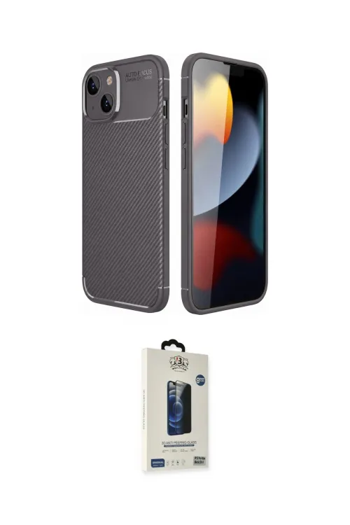 ieg™ iPhone 14 Kılıf Eksen Form Prime - Siyah Bilvis Hayalet Cam Ekran Koruyucu