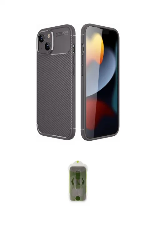 ieg™ iPhone 14 Kılıf Eksen Form Prime - Siyah Joko Magic 5D Hayalet Cam