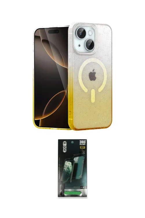 ieg™ iPhone 14 Kılıf Eksen Minimal Özel Seri - Şeffaf 360 Full Body Arka Koruyucu