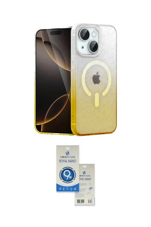 ieg™ iPhone 14 Kılıf Eksen Minimal Özel Seri - Şeffaf Royal Nano Ekran Koruyucu