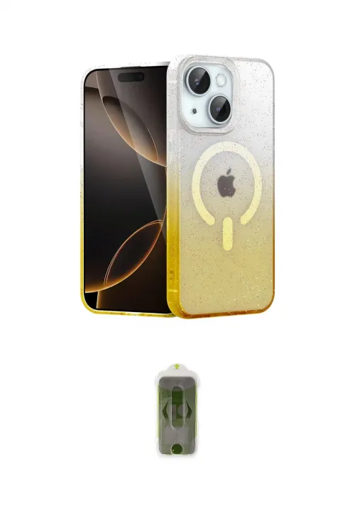ieg™ iPhone 14 Kılıf Eksen Minimal Özel Seri - Siyah Joko Magic 5D Hayalet Cam