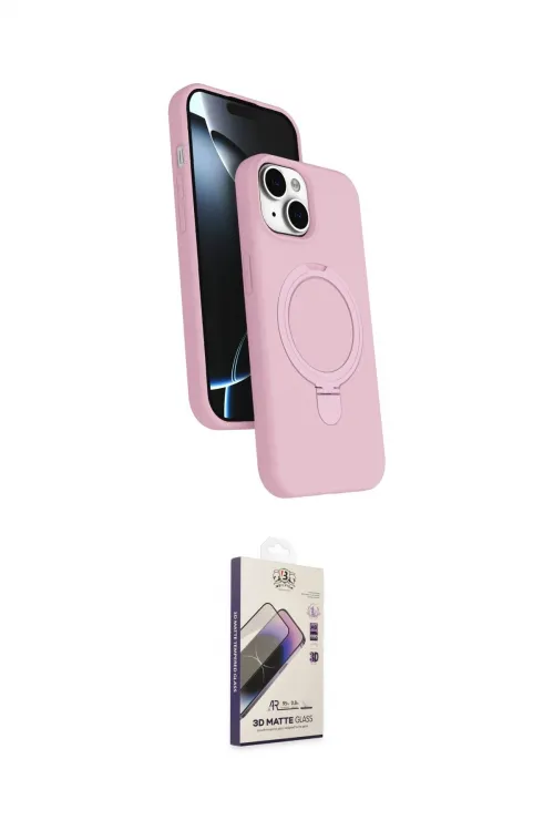 ieg™ iPhone 14 Kılıf İz Işık Koleksiyonu - Siyah Bilvis 3D Mat Cam Ekran Koruyucu