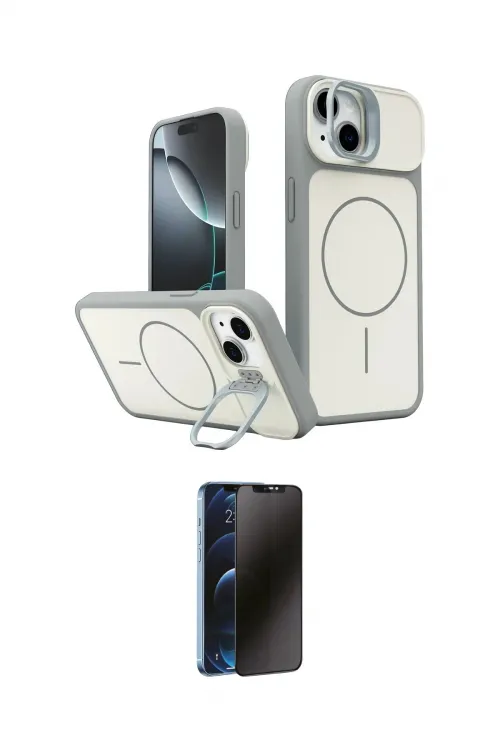 ieg™ iPhone 14 Kılıf İz Modern Prime - Siyah 3D Antistatik Hayalet Cam Ekran Koruyucu