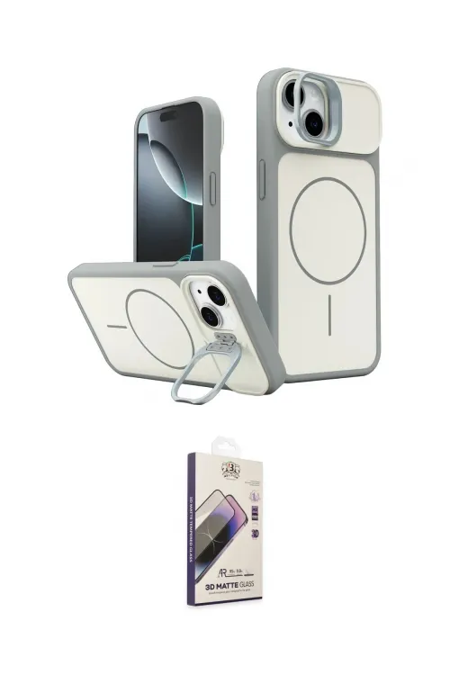 ieg™ iPhone 14 Kılıf İz Modern Prime - Siyah Bilvis 3D Mat Cam Ekran Koruyucu