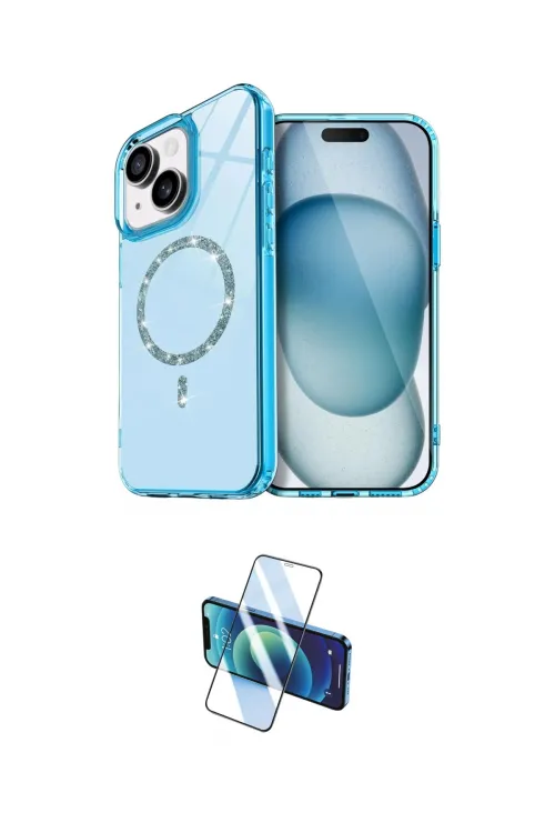 ieg™ iPhone 14 Kılıf Kıvılcım Form Prime - Siyah 3D Antistatik Cam Ekran Koruyucu