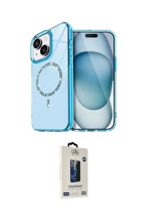 ieg™ iPhone 14 Kılıf Kıvılcım Form Prime - Siyah Bilvis Hayalet Cam Ekran Koruyucu