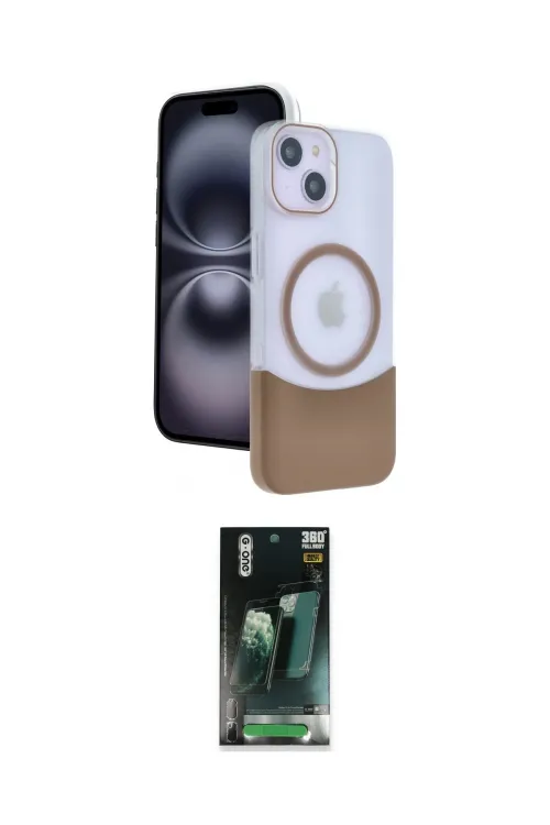 ieg™ iPhone 14 Kılıf Kozmos Form Özel Seri - Şeffaf 360 Full Body Arka Koruyucu