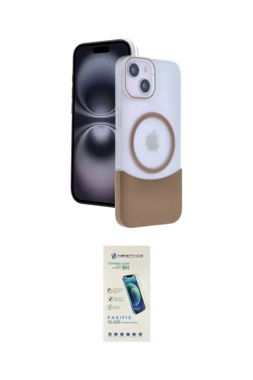 ieg™ iPhone 14 Kılıf Kozmos Form Özel Seri - Şeffaf Pasifik Cam Ekran Koruyucu