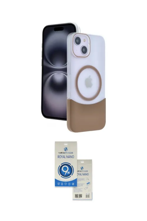 ieg™ iPhone 14 Kılıf Kozmos Form Özel Seri - Şeffaf Royal Nano Ekran Koruyucu