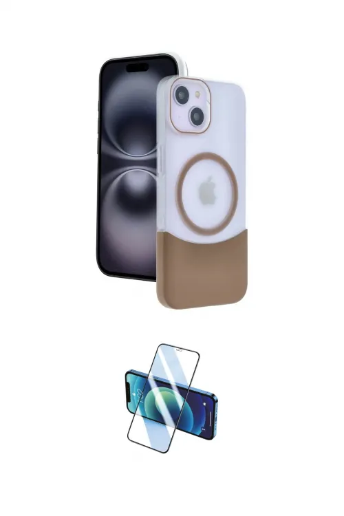 ieg™ iPhone 14 Kılıf Kozmos Form Özel Seri - Siyah 3D Antistatik Cam Ekran Koruyucu