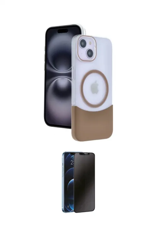 ieg™ iPhone 14 Kılıf Kozmos Form Özel Seri - Siyah 3D Antistatik Hayalet Cam Ekran Koruyucu