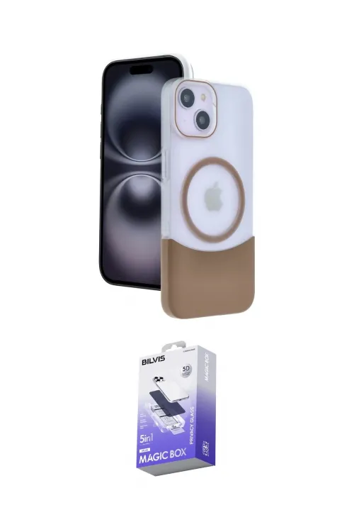 ieg™ iPhone 14 Kılıf Kozmos Form Özel Seri - Siyah Bilvis 5in1 5D Magic Hayalet Cam Ekran Koruyucu