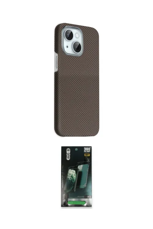 ieg™ iPhone 14 Kılıf Kozmos Klasik Prime - Şeffaf 360 Full Body Arka Koruyucu