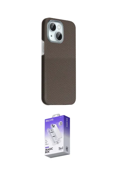 ieg™ iPhone 14 Kılıf Kozmos Klasik Prime - Siyah Bilvis 5in1 3D Magic Cam Ekran Koruyucu