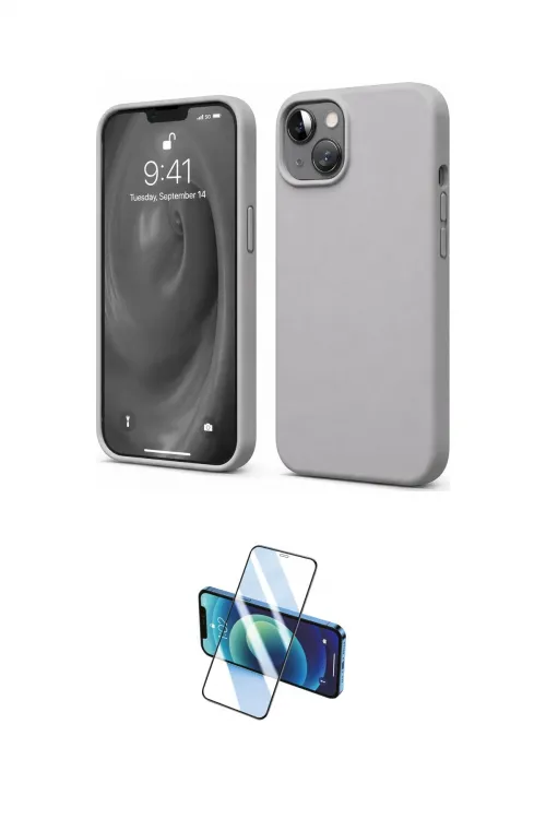 ieg™ iPhone 14 Kılıf Kozmos Yansıma Özel Seri - Siyah 3D Antistatik Cam Ekran Koruyucu
