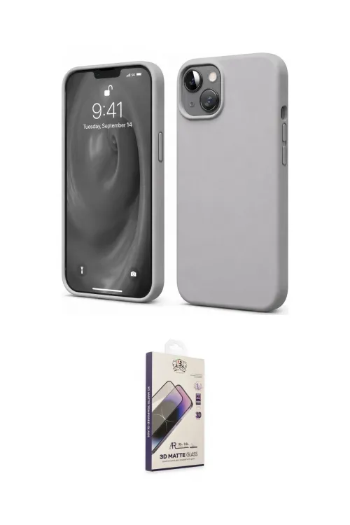 ieg™ iPhone 14 Kılıf Kozmos Yansıma Özel Seri - Siyah Bilvis 3D Mat Cam Ekran Koruyucu