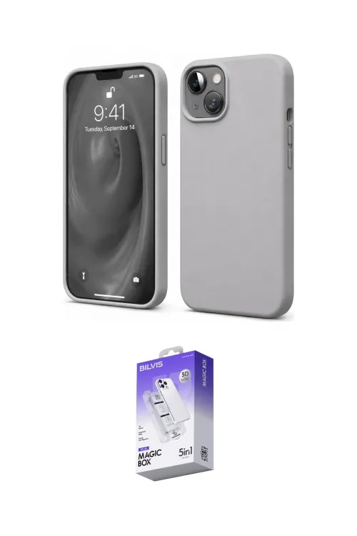 ieg™ iPhone 14 Kılıf Kozmos Yansıma Özel Seri - Siyah Bilvis 5in1 3D Magic Cam Ekran Koruyucu