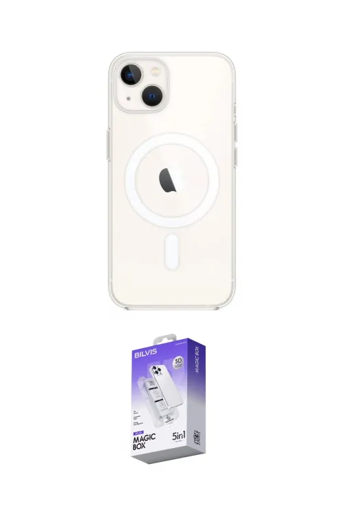 ieg™ iPhone 14 Kılıf Kutup Klasik Serisi - Siyah Bilvis 5in1 3D Magic Cam Ekran Koruyucu