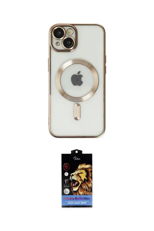ieg™ iPhone 14 Kılıf Nova Işık Özel Seri - Siyah Buffer Hayalet Cam Ekran Koruyucu