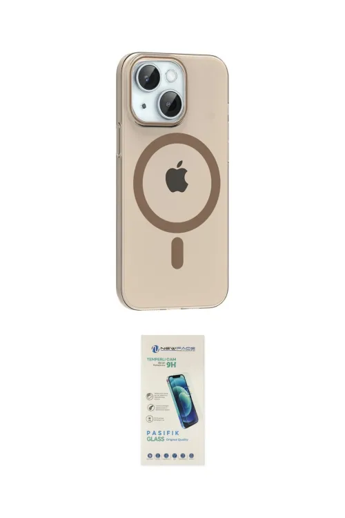 ieg™ iPhone 14 Kılıf Pusula Form Özel Seri - Şeffaf Pasifik Cam Ekran Koruyucu