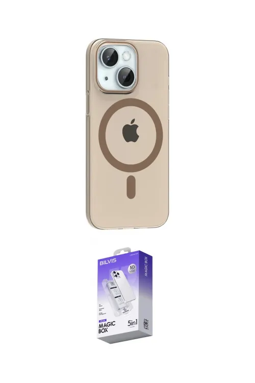 ieg™ iPhone 14 Kılıf Pusula Form Özel Seri - Siyah Bilvis 5in1 3D Magic Cam Ekran Koruyucu