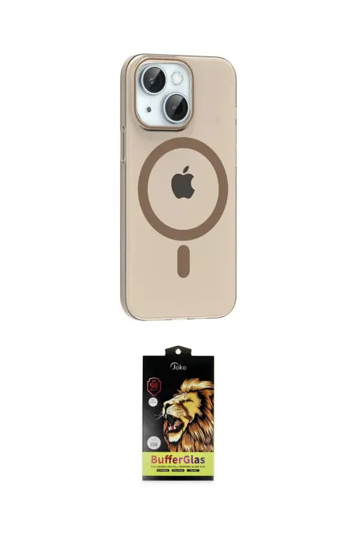 ieg™ iPhone 14 Kılıf Pusula Form Özel Seri - Siyah Buffer Cam Ekran Koruyucu