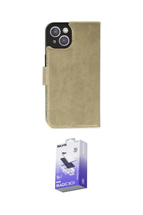 ieg™ iPhone 14 Kılıf Siluet Işık Serisi - Siyah Bilvis 5in1 5D Magic Hayalet Cam Ekran Koruyucu