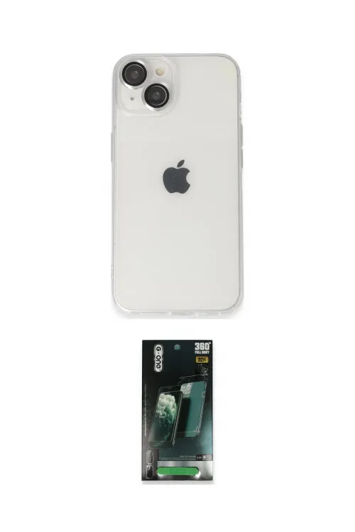 ieg™ iPhone 14 Kılıf Ufuk Minimal Özel Seri - Şeffaf 360 Full Body Arka Koruyucu
