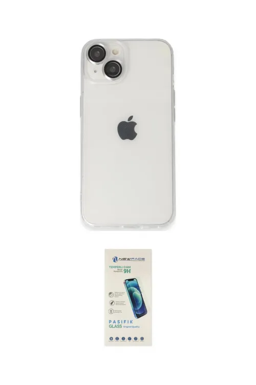 ieg™ iPhone 14 Kılıf Ufuk Minimal Özel Seri - Şeffaf Pasifik Cam Ekran Koruyucu