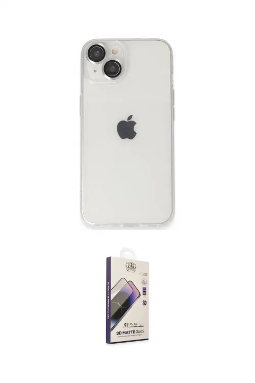 ieg™ iPhone 14 Kılıf Ufuk Minimal Özel Seri - Siyah Bilvis 3D Mat Cam Ekran Koruyucu