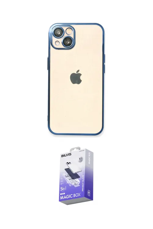 ieg™ iPhone 14 Kılıf Vadi Minimal - Siyah Bilvis 5in1 5D Magic Hayalet Cam Ekran Koruyucu