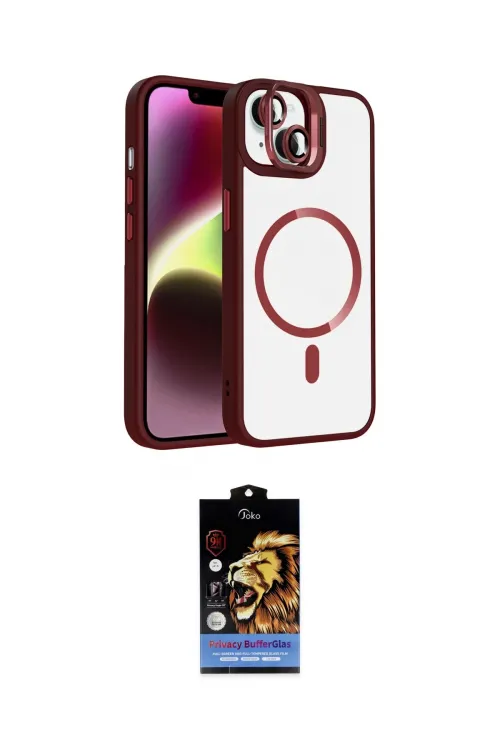 ieg™ iPhone 14 Kılıf Yadigar Asil Koleksiyonu - Siyah Buffer Hayalet Cam Ekran Koruyucu