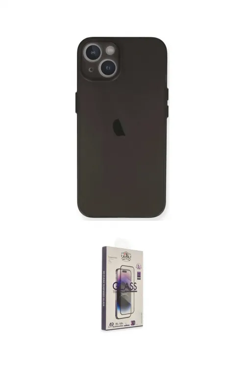 ieg™ iPhone 14 Kılıf Yadigar Yansıma Serisi - Siyah Bilvis 3D Cam Ekran Koruyucu