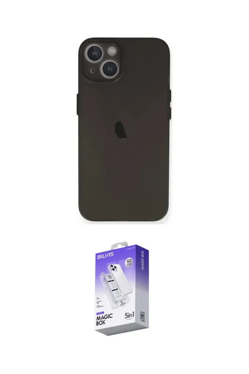 ieg™ iPhone 14 Kılıf Yadigar Yansıma Serisi - Siyah Bilvis 5in1 3D Magic Cam Ekran Koruyucu
