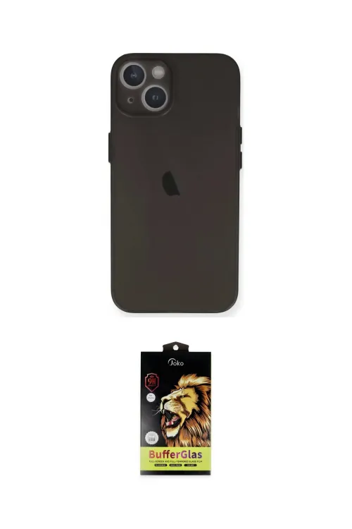ieg™ iPhone 14 Kılıf Yadigar Yansıma Serisi - Siyah Buffer Cam Ekran Koruyucu