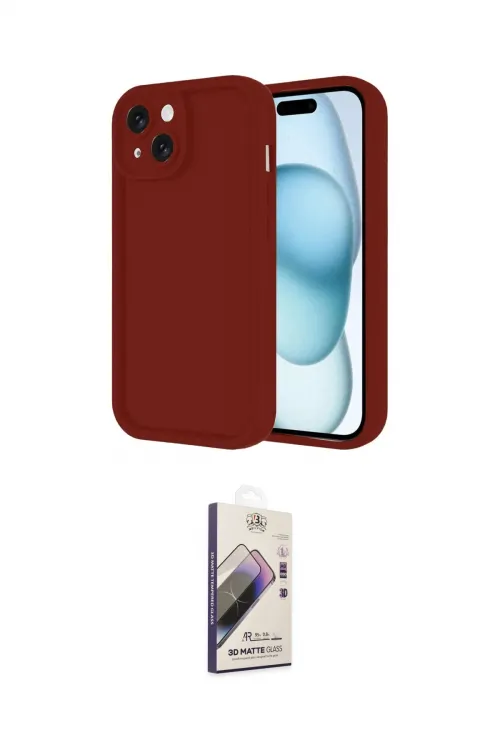 ieg™ iPhone 14 Kılıf Yankı Yansıma Özel Seri - Siyah Bilvis 3D Mat Cam Ekran Koruyucu