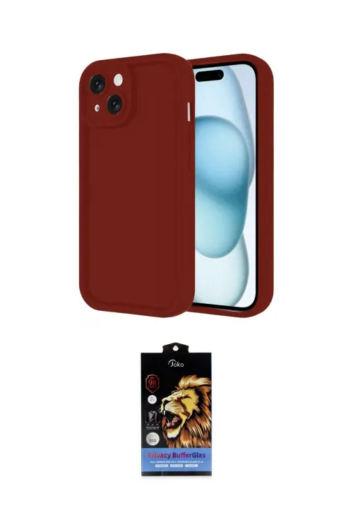 ieg™ iPhone 14 Kılıf Yankı Yansıma Özel Seri - Siyah Buffer Hayalet Cam Ekran Koruyucu