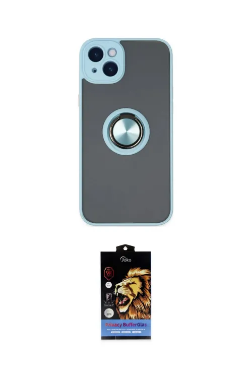ieg™ iPhone 14 Kılıf Yörünge Çizgi - Siyah Buffer Hayalet Cam Ekran Koruyucu