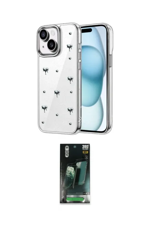ieg™ iPhone 14 Kılıf Yörünge Form - Şeffaf 360 Full Body Arka Koruyucu