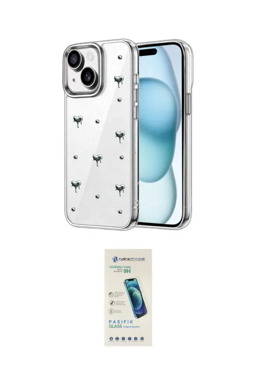 ieg™ iPhone 14 Kılıf Yörünge Form - Şeffaf Pasifik Cam Ekran Koruyucu
