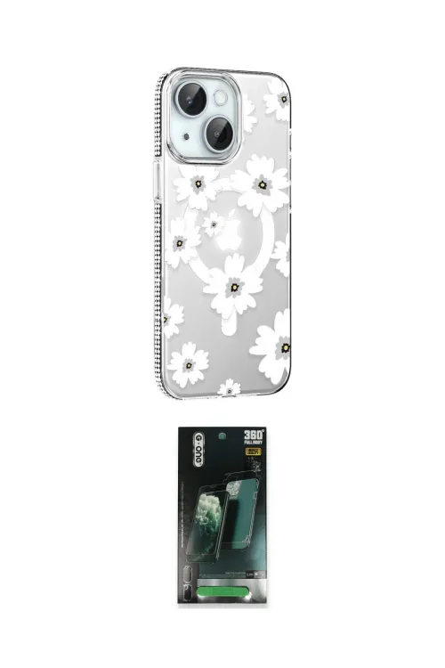 ieg™ iPhone 14 Kılıf Yörünge Işık Prime - Şeffaf 360 Full Body Arka Koruyucu