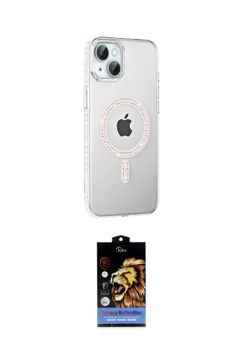 ieg™ iPhone 14 Kılıf Yörünge Koleksiyonu - Siyah Buffer Hayalet Cam Ekran Koruyucu