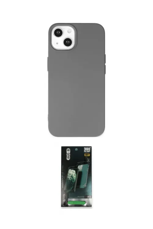 ieg™ iPhone 14 Plus Kılıf Ahenk Serisi - Siyah 360 Mat Full Body Arka Koruyucu