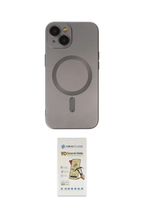 ieg™ iPhone 14 Plus Kılıf Akış Minimal Özel Seri - Siyah Mat Seramik Nano Ekran Koruyucu