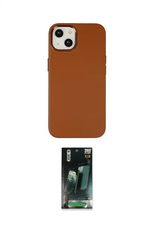 ieg™ iPhone 14 Plus Kılıf Çekirdek Çizgi - Siyah 360 Mat Full Body Arka Koruyucu