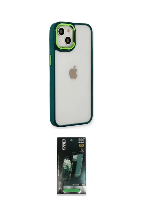 ieg™ iPhone 14 Plus Kılıf Eksen Doku Prime - Siyah 360 Mat Full Body Arka Koruyucu