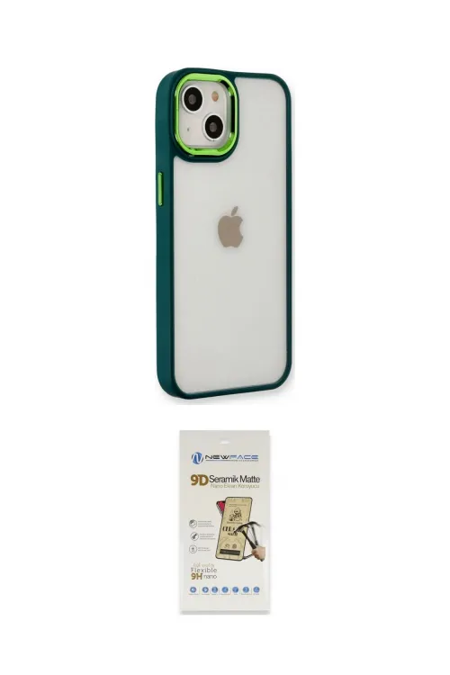 ieg™ iPhone 14 Plus Kılıf Eksen Doku Prime - Siyah Mat Seramik Nano Ekran Koruyucu