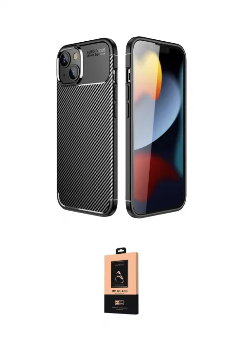 ieg™ iPhone 14 Plus Kılıf Eksen Form Prime - Şeffaf Maxco Cam Ekran Koruyucu