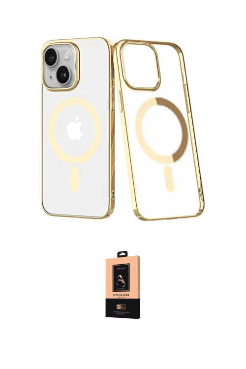 ieg™ iPhone 14 Plus Kılıf Yörünge Minimal - Şeffaf Maxco Cam Ekran Koruyucu